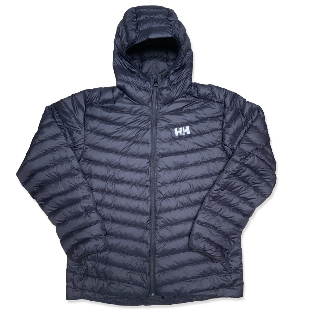 Helly Hansen Mens Verglas Hooded Down Puffer Jacket XL Black Insulated Full Zip